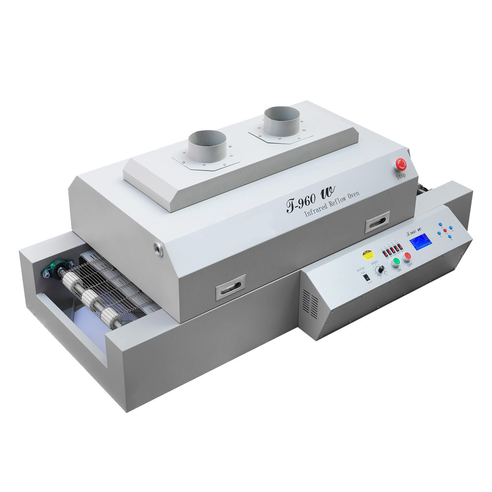 HECAN Mini SMT Reflow Oven T-960W coveyor reflow oven channel Hot air reflow machine