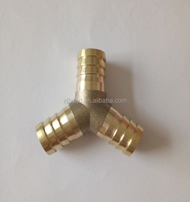 1/8''-3/4'' brass y type three-way hose barb adapter