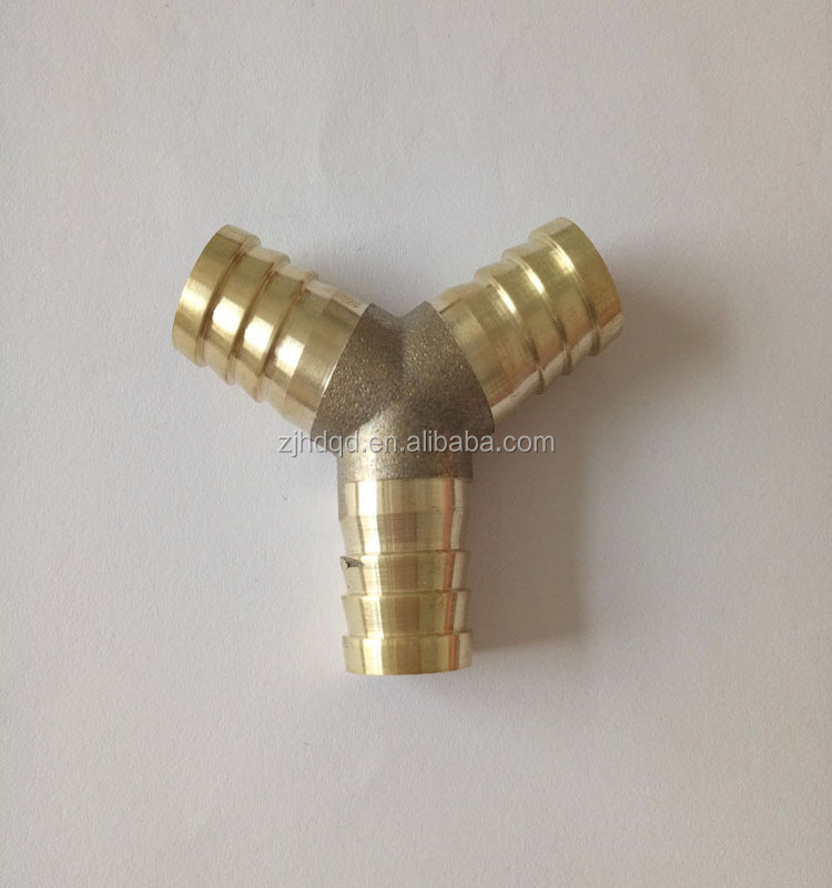 1/8''-3/4'' brass y type three-way hose barb adapter