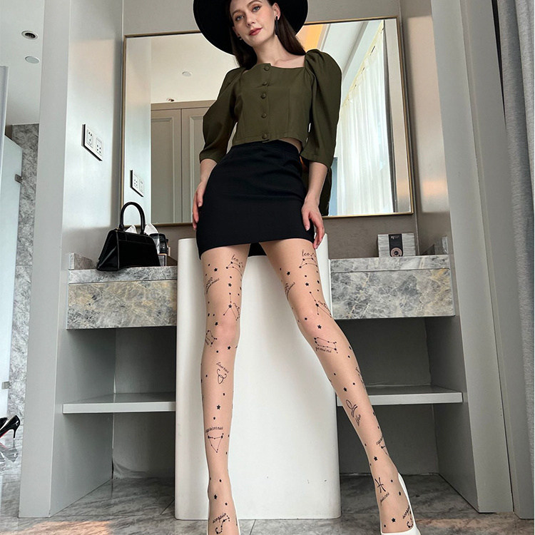 Constellation Sexy Silk Stockings Pineapple Stockings Arbitrary Cut Thick Thin Long Tube Anti Snag Silk Black Silk Female