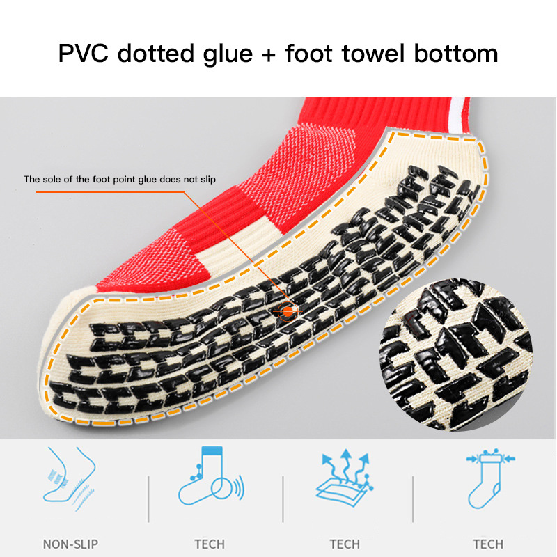 Custom Logo Mid-Tube Football Training Socks Non-Slip Thickened Towel Bottoming Sports Men'S Glue Socks Grip Socks