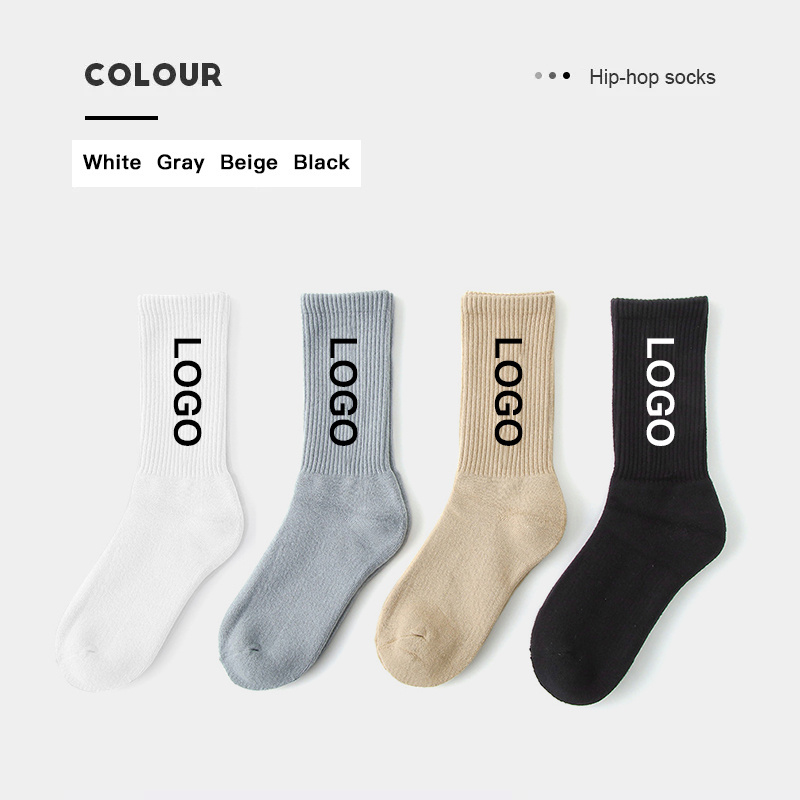 HEHE Wholesale men fleece Custom Knit Embroidered Basketball Crew Socks Sports Athletic Cycling Terry Hip-hop Socks With Logo