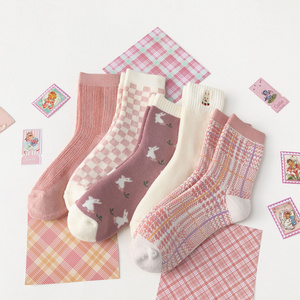 Pink terry women's socks winter thickened warm towel bottom mid-calf socks & Japanese cute Korean girls stockings