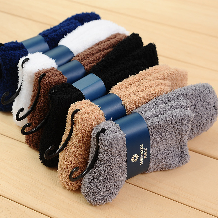 HeHe Fuzzy Socks for Men Microfiber Plush Sleeping Socks Soft Thick Warm Fluffy Cozy Winter Christmas Socks