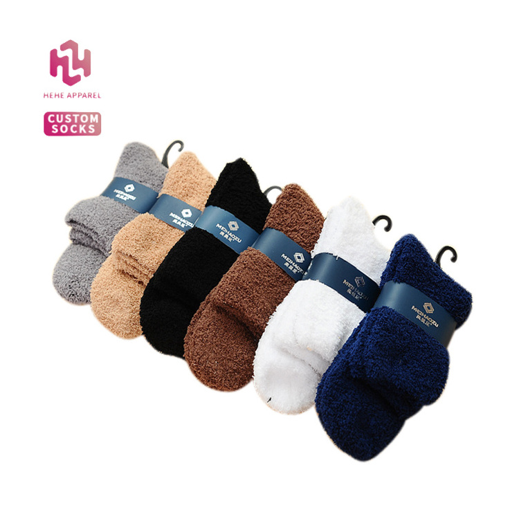 HeHe Fuzzy Socks for Men Microfiber Plush Sleeping Socks Soft Thick Warm Fluffy Cozy Winter Christmas Socks