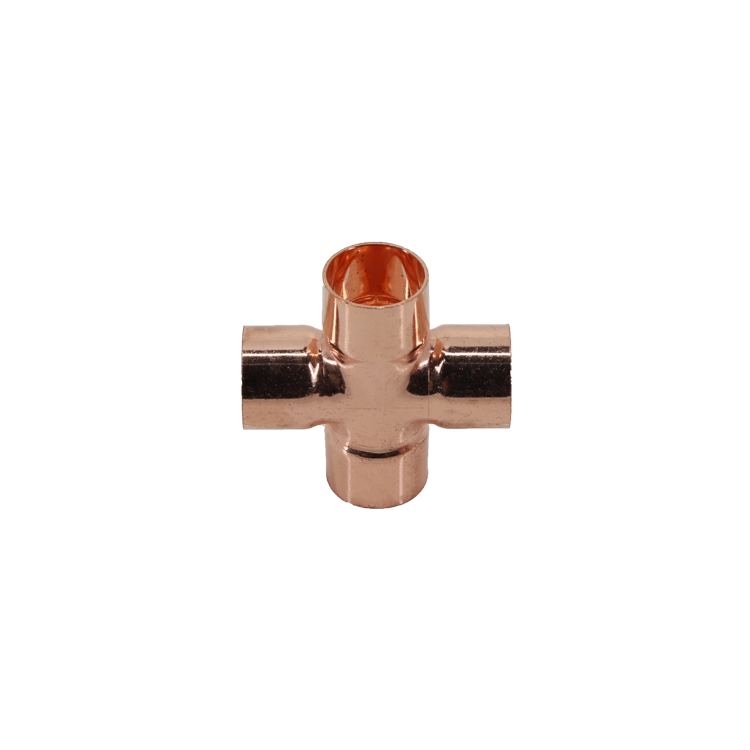 High quality Air conditioner parts copper Tube 4 way Tee pipe fittings Chinese supplier directly supply Copper fittings