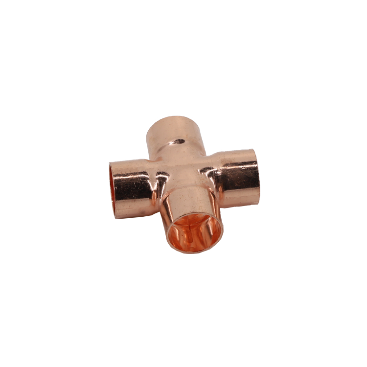 High quality Air conditioner parts copper Tube 4 way Tee pipe fittings Chinese supplier directly supply Copper fittings