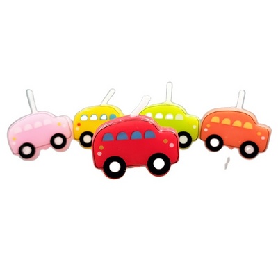 Creative children's cartoon party cake decoration flat bus car small train shape birthday candle