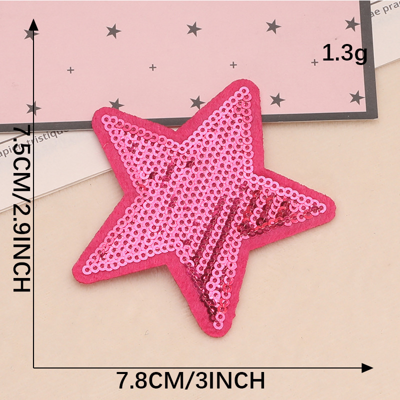 Fashion Sequin Embroidered Cool Five-pointed Star Iron on Patches Shoes and Hats Hand DIY Patches