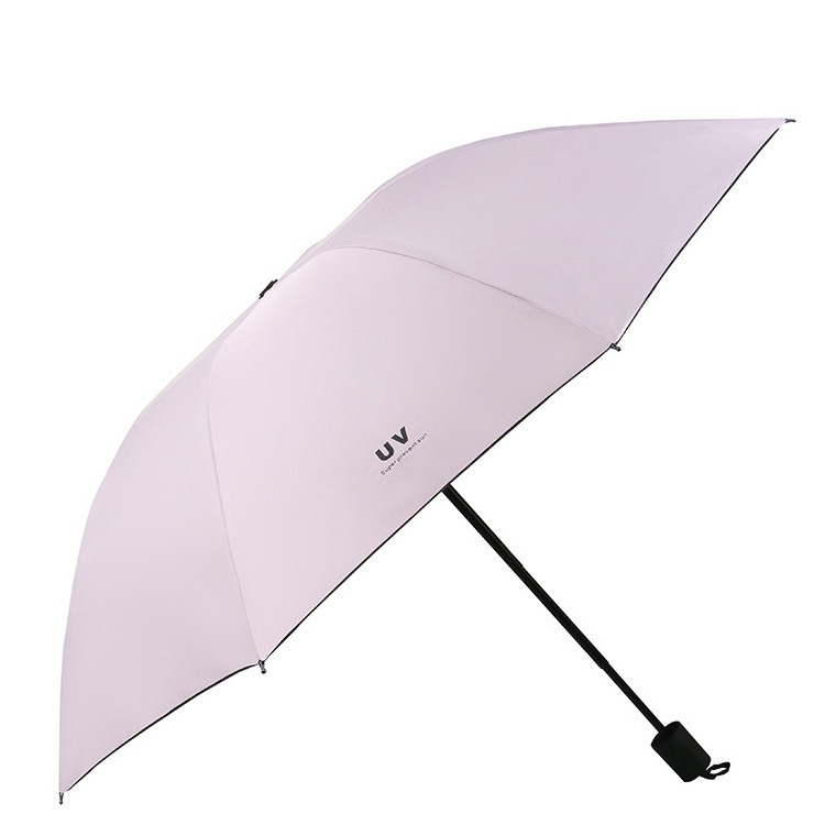 Uv Custom Vinyl Sunscreen Anti Sun Summer Folding Rain 8K 3 Fold uv protection umbrella