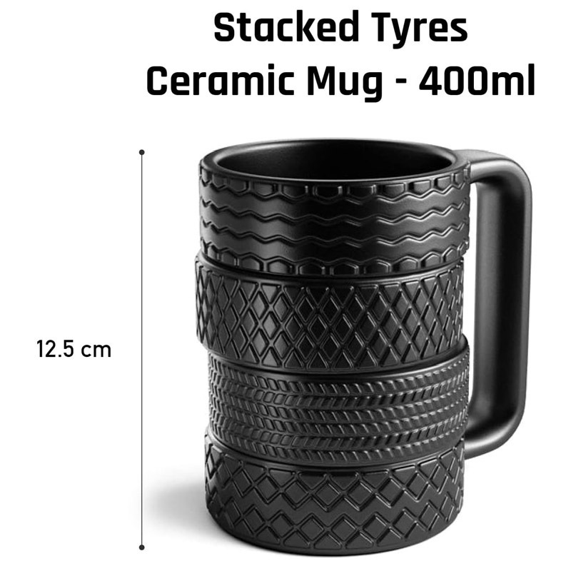 Tyre Mug for Coffee and Tea - Ceramic Tyre Cup with a Unique Design