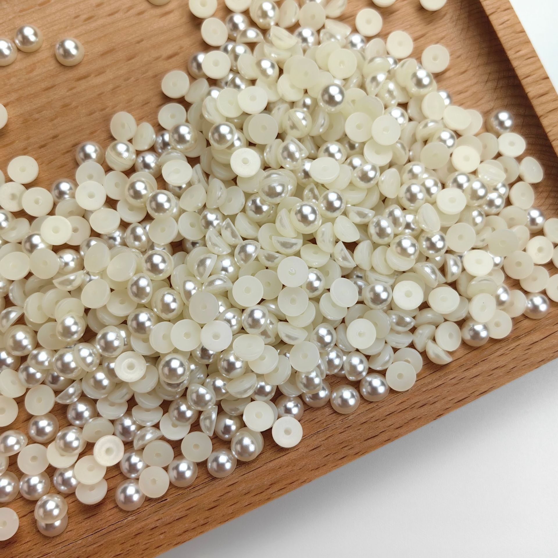 Nail flat high highlight semi-round pearl jewelry rice white pure white hand DIY nail diamond imitation pearl