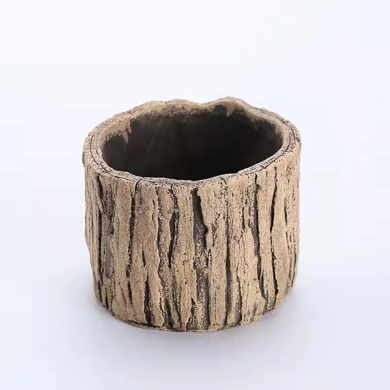 Bark round square cement flowerpot simple creative succulent green garden courtyard balcony living room