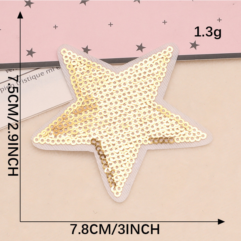 Fashion Sequin Embroidered Cool Five-pointed Star Iron on Patches Shoes and Hats Hand DIY Patches