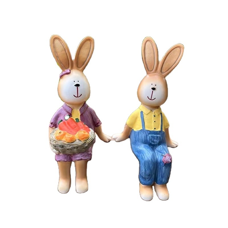 Couple bunnies set patio home wedding gift living room decoration