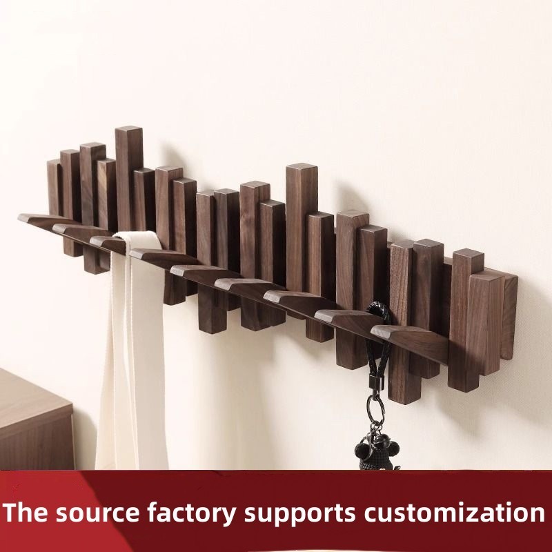 Solid wood piano key clothes hook staggered wall hanger porch living room hook coat rack