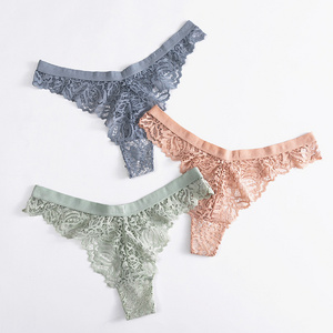 Beautiful Hollow Out Breathable Lace Thongs Women Large Size Panties Low Waist Women Panties