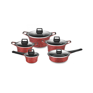 Cooklover 10pcs Die Casting Aluminum Turkey Kitchen Wear Cooking Pots Non Stick Granite Cookware Set