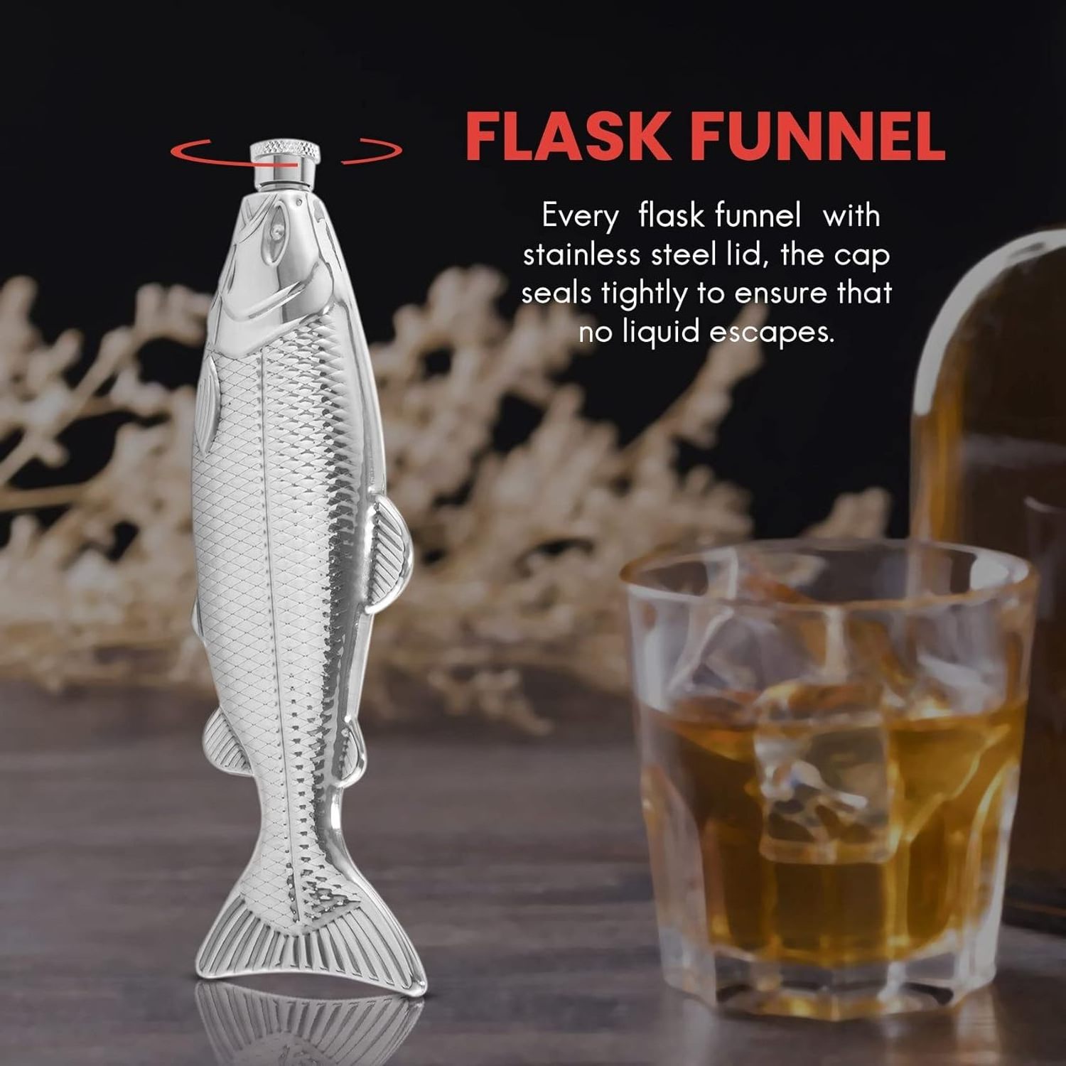 Fish-Shape Hip Flask 5Oz Bottle Pocket Flask Steel Party Drinkware for Outdoor