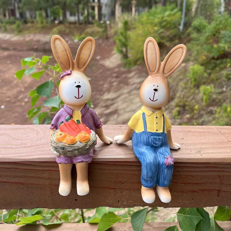 Couple bunnies set patio home wedding gift living room decoration