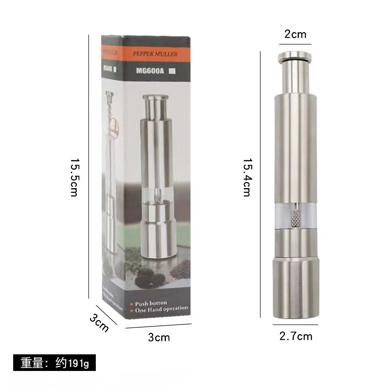 Stainless steel manual seasoning herb pepper grinder press crusher mini grinder freshly ground seasoning bottle