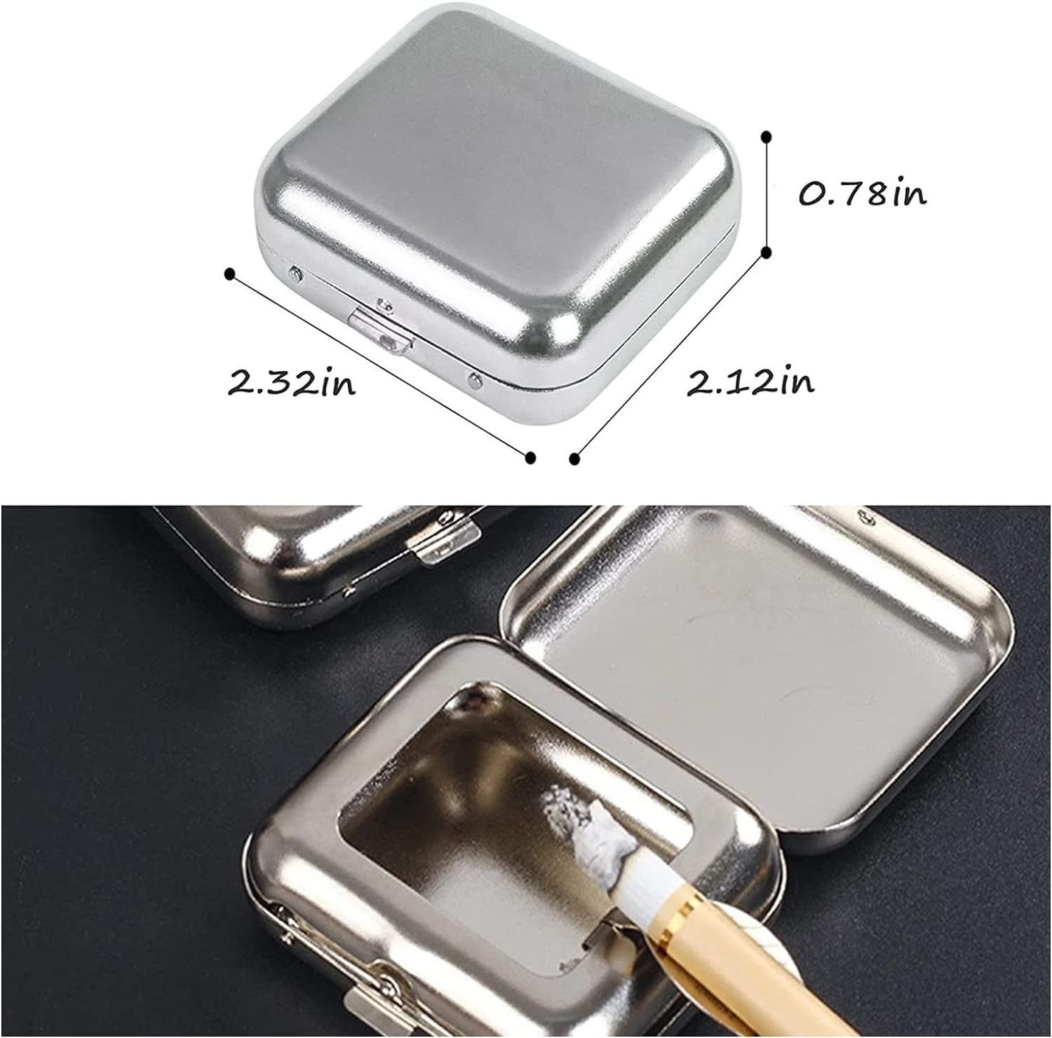 OEM Custom Logo Pocket Ashtray Windproof Ashtray with Lid Stainless Steel Car Ash Tray