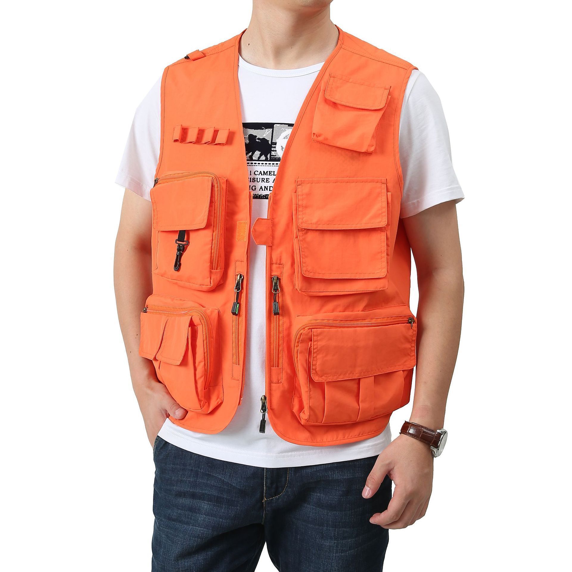 Men's Black Utility Fishing Vest Outdoor Summer Lightweight Work Photo Safari Cargo Vest