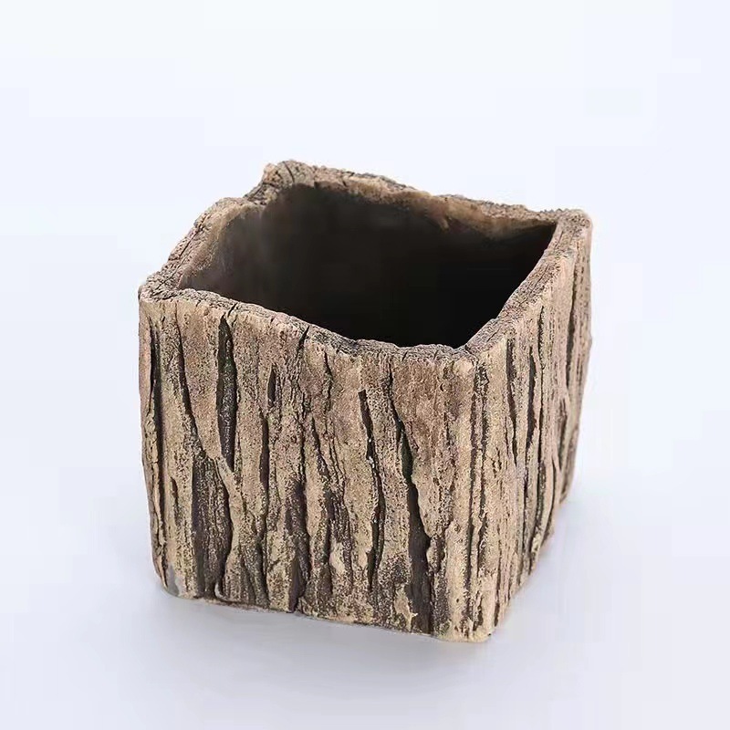 Bark round square cement flowerpot simple creative succulent green garden courtyard balcony living room