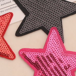 Fashion Sequin Embroidered Cool Five-pointed Star Iron on Patches Shoes and Hats Hand DIY Patches