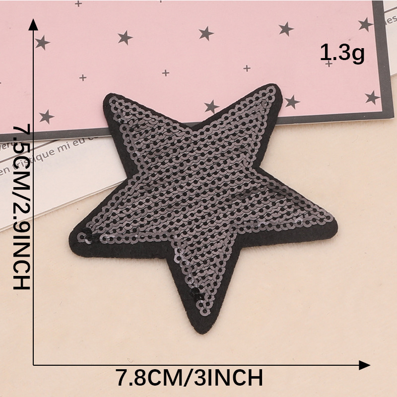 Fashion Sequin Embroidered Cool Five-pointed Star Iron on Patches Shoes and Hats Hand DIY Patches