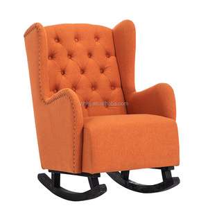 Rocking Chair, Comfortable Rocker Fabric Velvet Upholstered Glider Rocker, Accent Chair Padded Seat with High Backrest