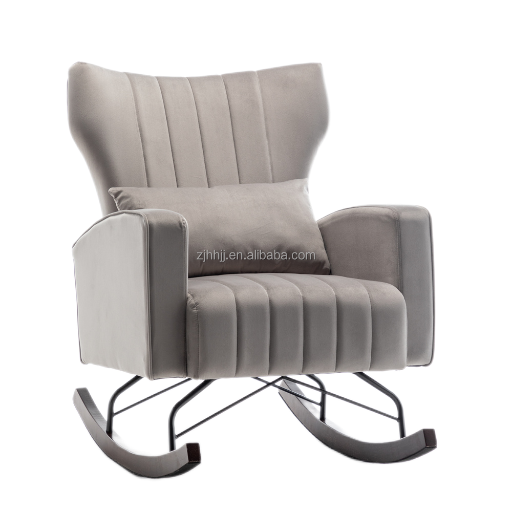 Modern Velvet Nursery Rocking sofa Chair Upholstered Comfy Glider Rocker for Reading Bedroom and Living Room