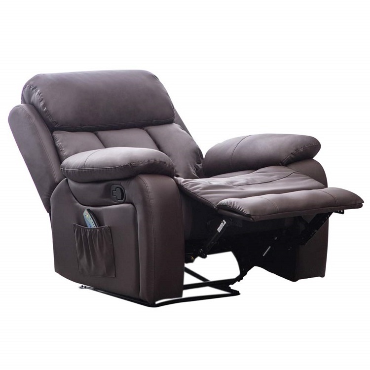 The Man-Den Leather Power Recliner with Adjustable Headrest, Leather Classic Recliner Single Sofa Home Theater Seating