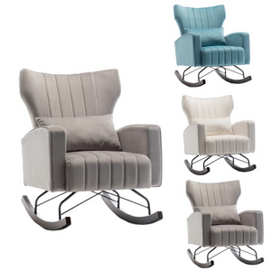 Modern Velvet Nursery Rocking sofa Chair Upholstered Comfy Glider Rocker for Reading Bedroom and Living Room