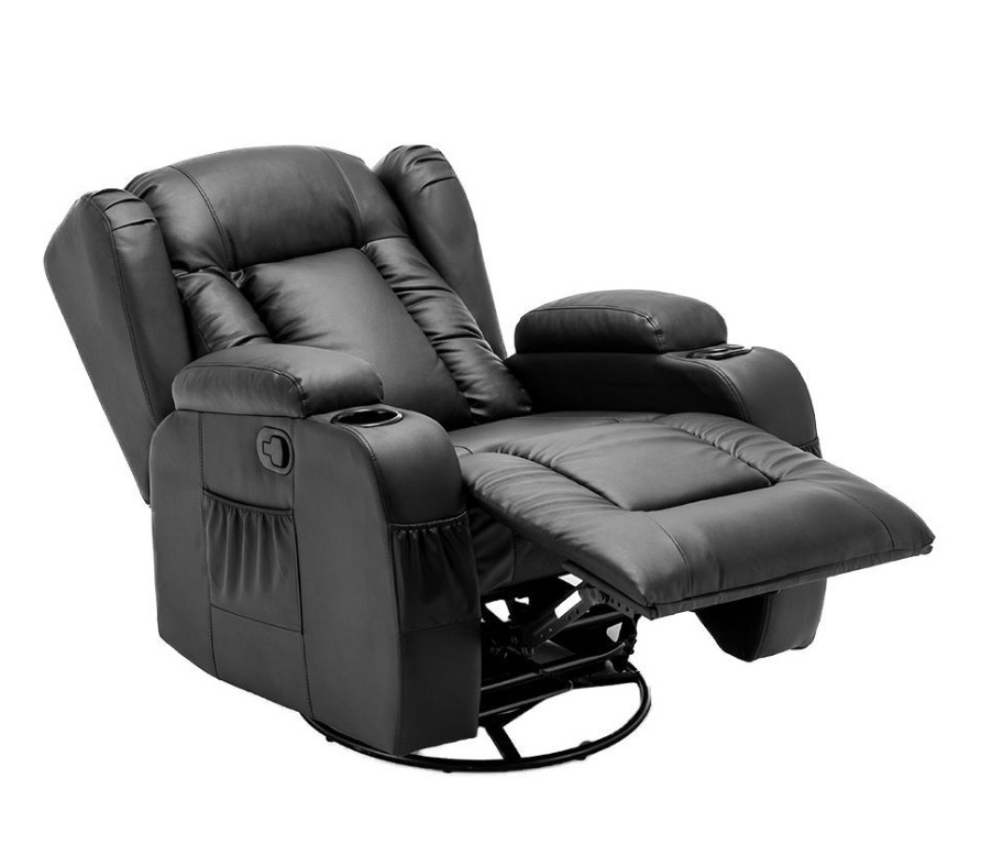 Recliner Chair with Overstuffed Arm and Back, Breathable Bonded Leather Classic Recliner Single Sofa Home Theater Seating