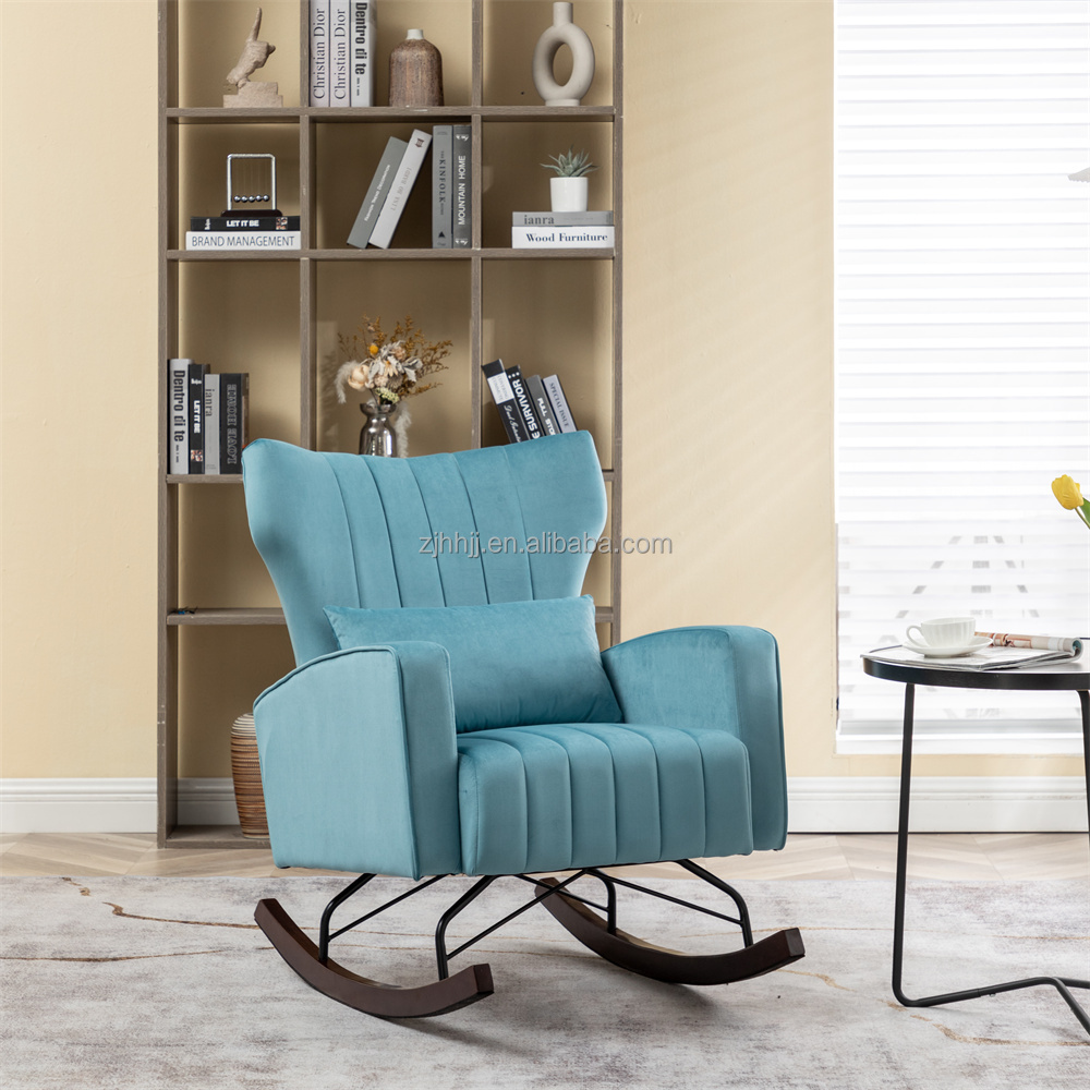 Modern Velvet Nursery Rocking sofa Chair Upholstered Comfy Glider Rocker for Reading Bedroom and Living Room