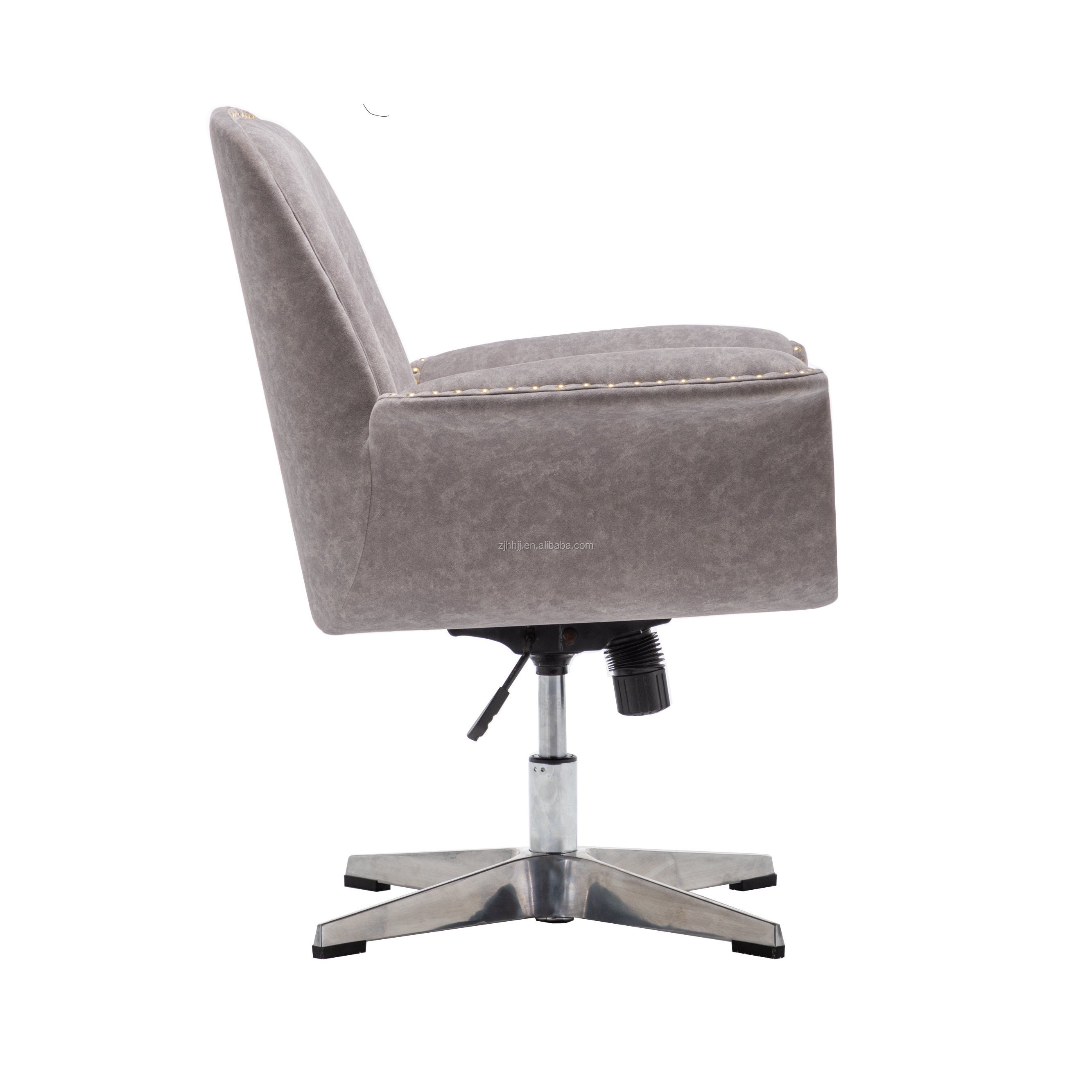 Armless Desk Chair No Wheels Wide Velvet Upholstered Office Chair Swivel Cross Legs Large Seat Adjustable Height Accent Chair