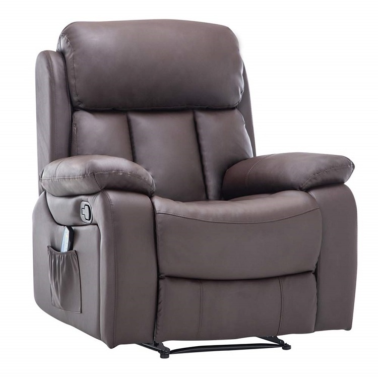 The Man-Den Leather Power Recliner with Adjustable Headrest, Leather Classic Recliner Single Sofa Home Theater Seating