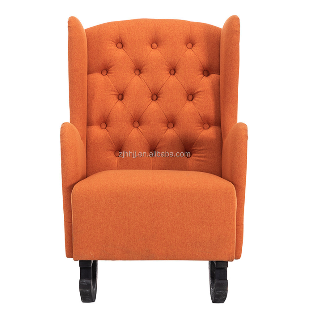 Rocking Chair, Comfortable Rocker Fabric Velvet Upholstered Glider Rocker, Accent Chair Padded Seat with High Backrest