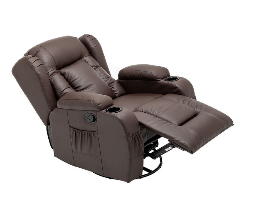 Recliner Chair with Overstuffed Arm and Back, Breathable Bonded Leather Classic Recliner Single Sofa Home Theater Seating