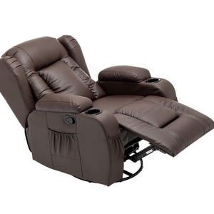 Recliner Chair with Overstuffed Arm and Back, Breathable Bonded Leather Classic Recliner Single Sofa Home Theater Seating