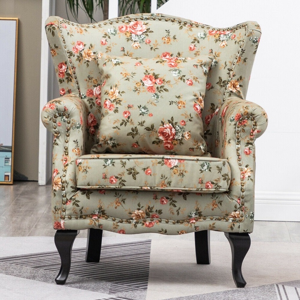 Classical Velvet Upholstery Roll Back Armchair Accent Sign Sofa Chair