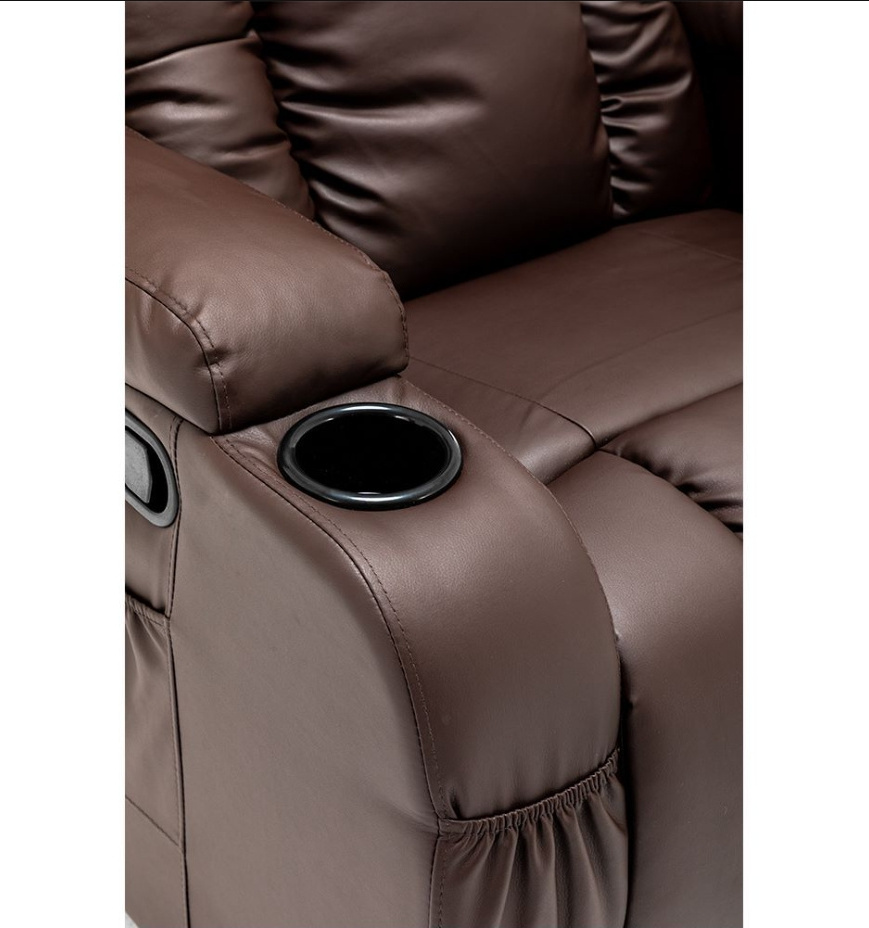 Recliner Chair with Overstuffed Arm and Back, Breathable Bonded Leather Classic Recliner Single Sofa Home Theater Seating