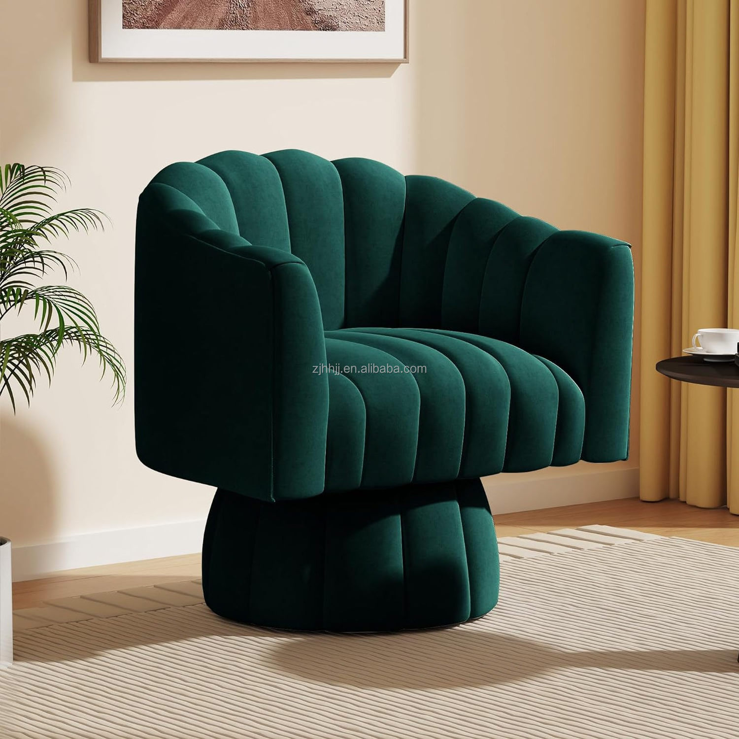 Modern 360 Degree Swivel Velvet Barrel Accent Chair, Comfy Side Corner Shell Sofa Chair for Small Spaces furniture