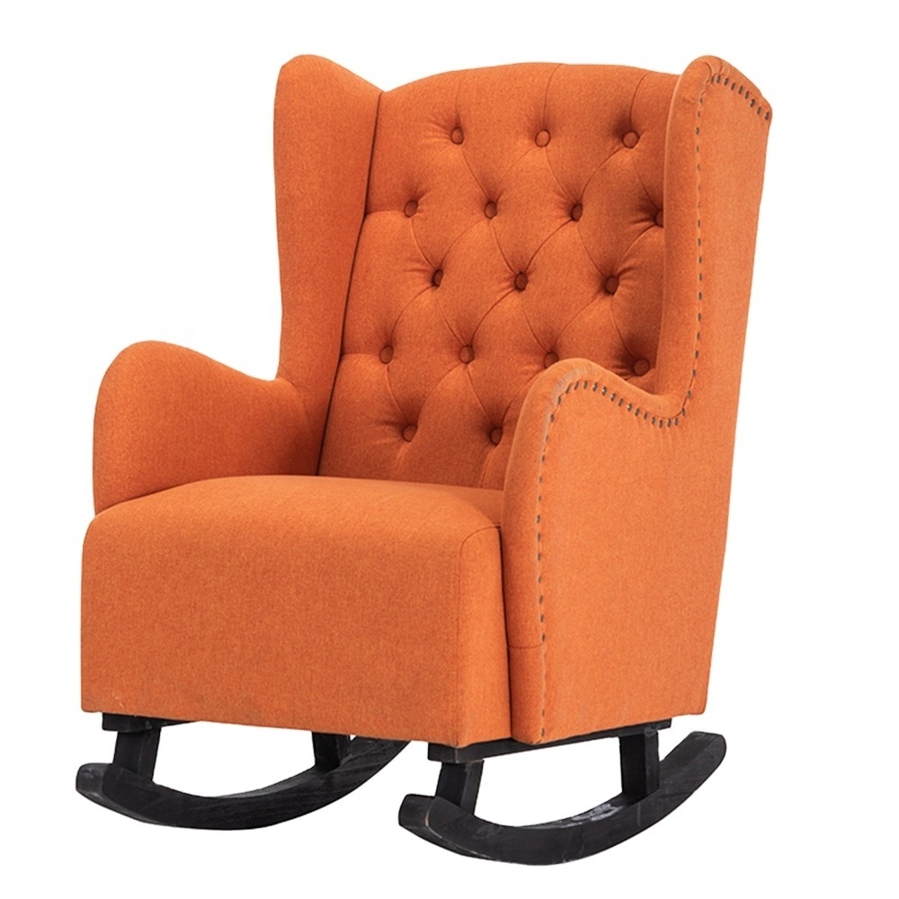 Rocking Chair, Comfortable Rocker Fabric Velvet Upholstered Glider Rocker, Accent Chair Padded Seat with High Backrest