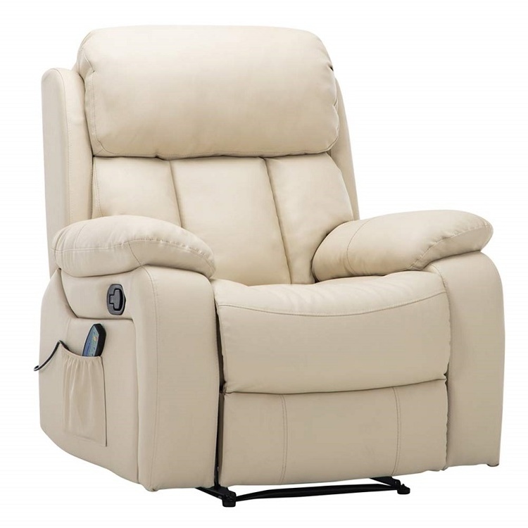 The Man-Den Leather Power Recliner with Adjustable Headrest, Leather Classic Recliner Single Sofa Home Theater Seating