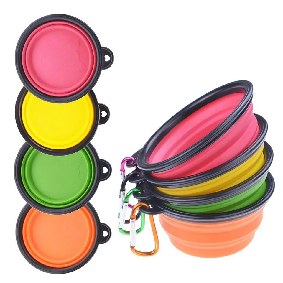 Collapsable Foldable Silicone Travel Outdoor Hiking Food Water Feeding Pet Cat Dog Bowl hot selling