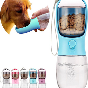 Dog Water Bottle Portable Pet Dog Water Dispenser with Food Container for Outdoor Walking Hiking Travel Replaceable Waste Bags