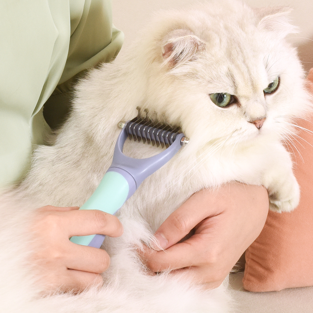 2 in 1 Knot Stainless Steel brush Cat Demating Tools Open Clean Hair Removal Pet small animal Grooming Dog Brush For Shedding