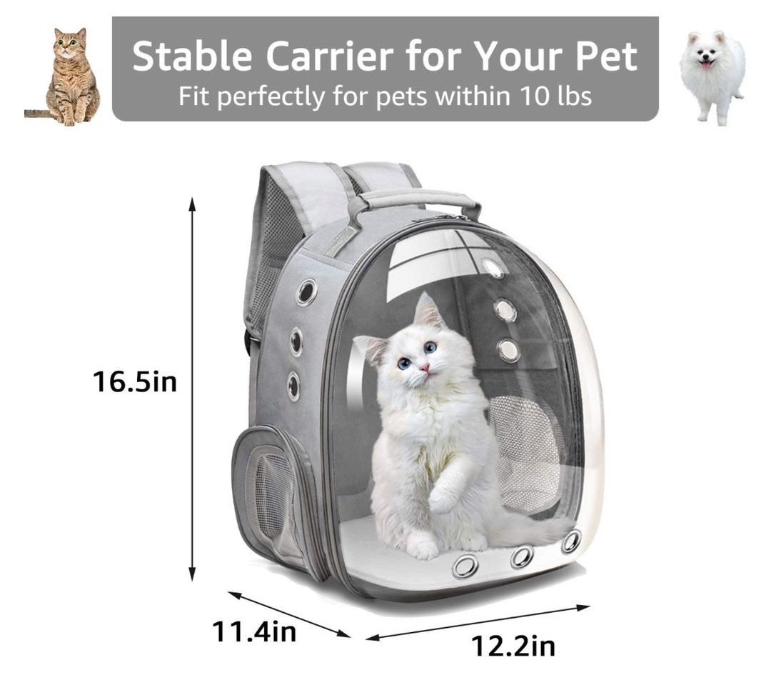 Panoramic transparent cat bag side open sunroof breathable backpack pet bag outdoor portable transparent portable pet backpack